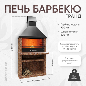 4х модульный барбекю комплекс из гранита